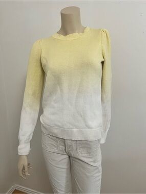 LOFT Yellow-to-White Ombre Crewneck Sweater